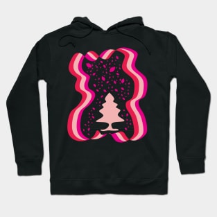 Evergreen Tree Illustration Pink Hoodie